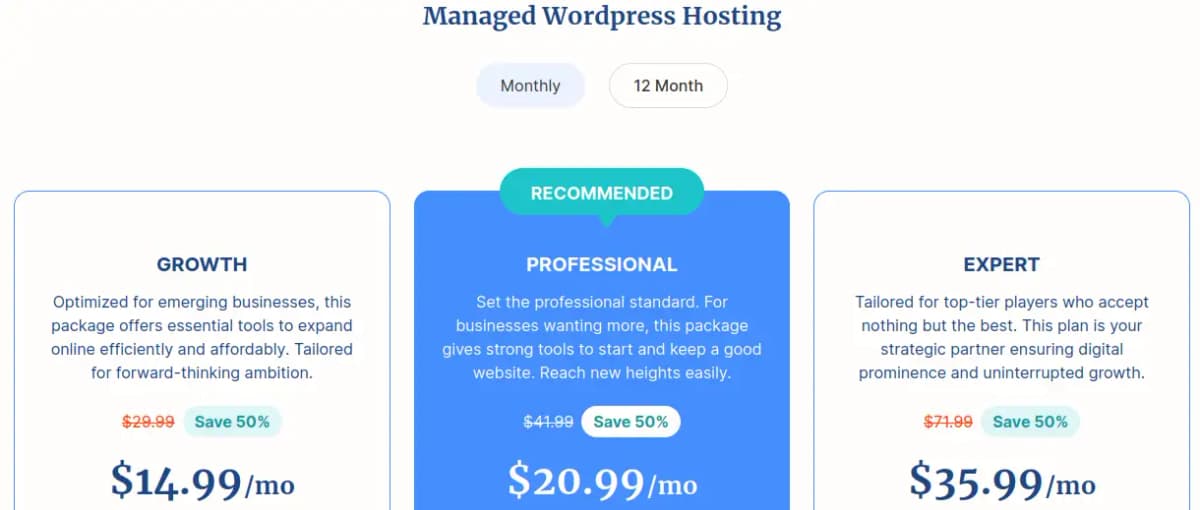 Verpex Managed WordPress Hosting Plans