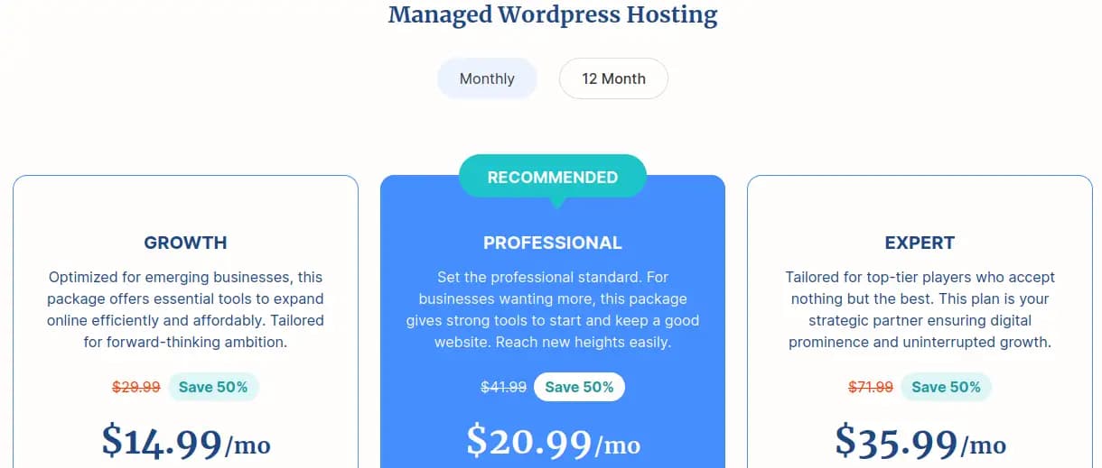 Verpex Managed WordPress Hosting Plans