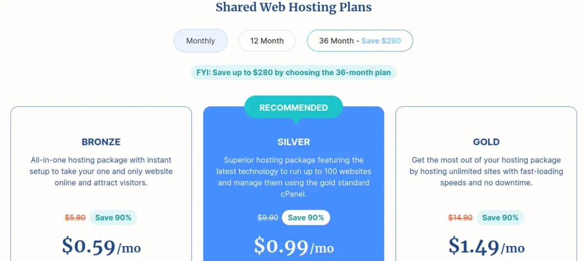 Verpex Shared Web Hosting Plans