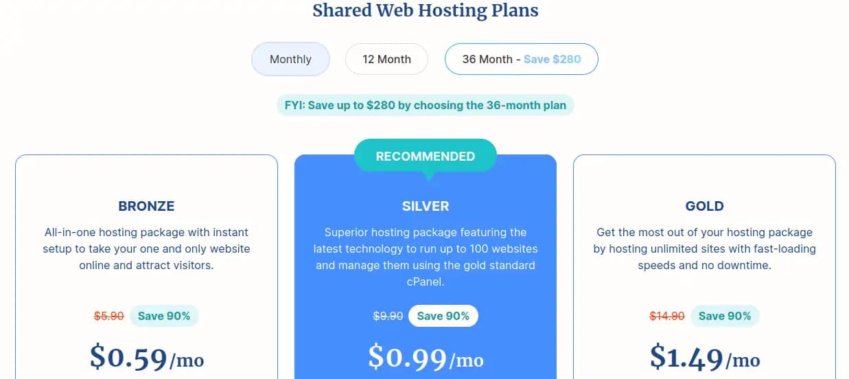 Verpex Shared Web Hosting Plans