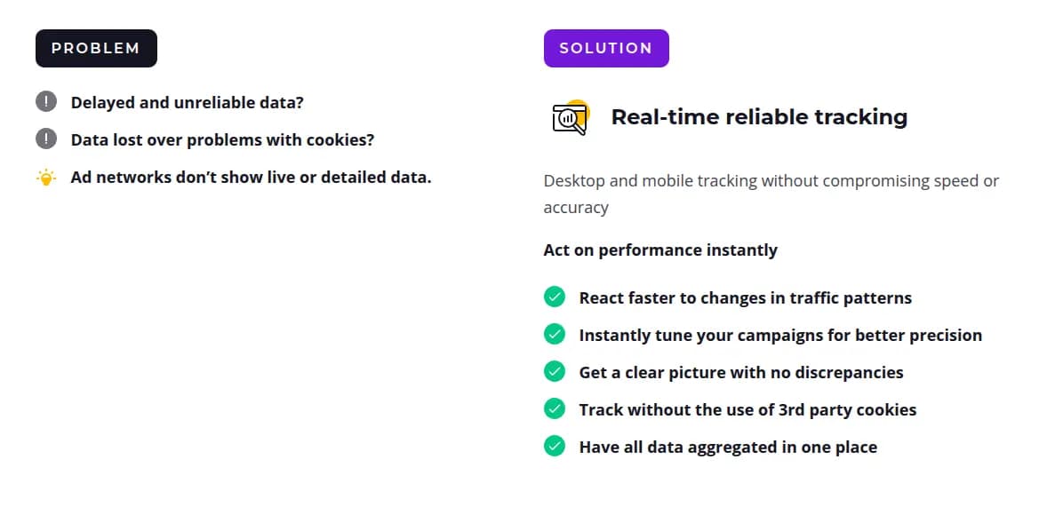 Voluum tracking features dashboard