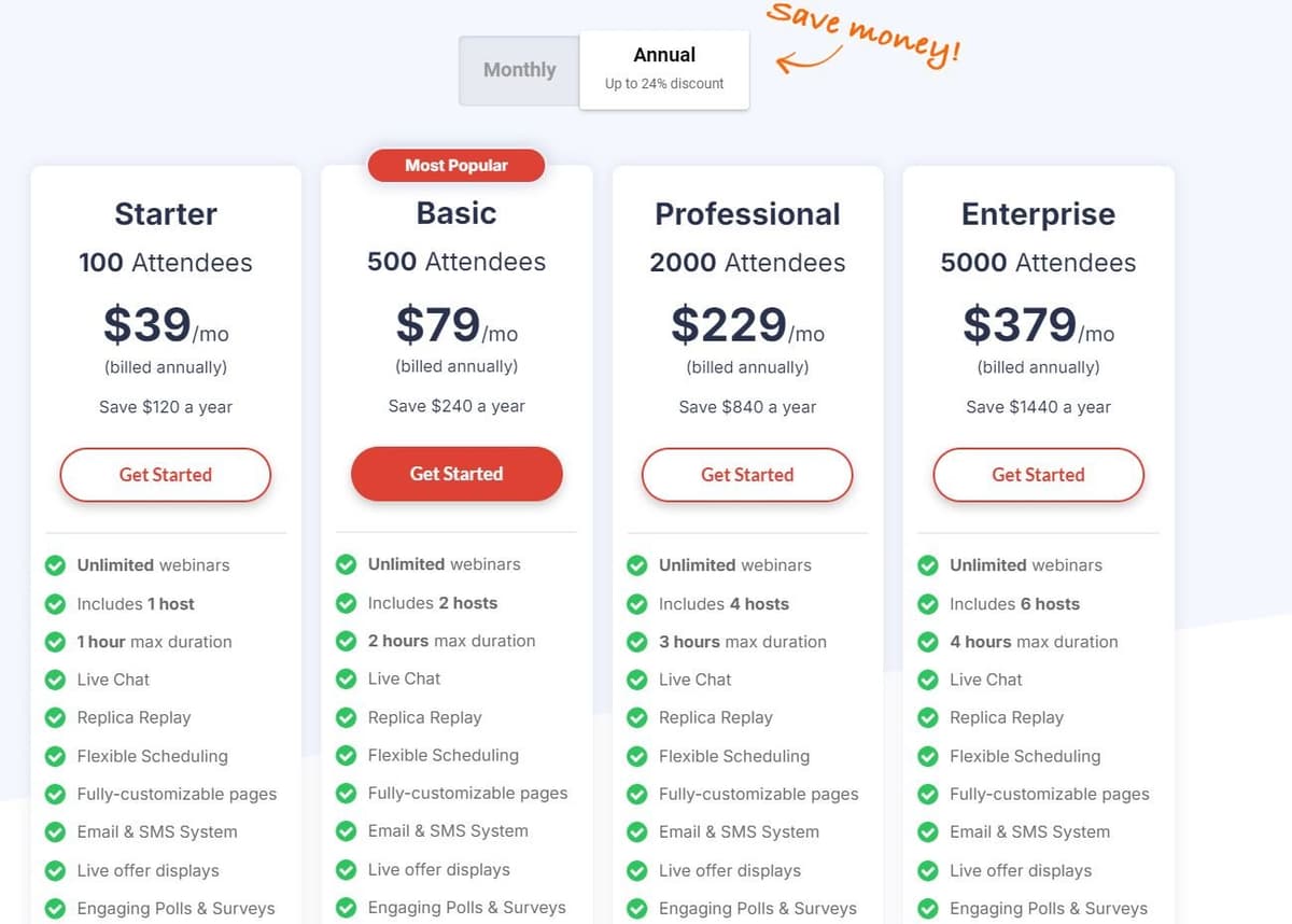 WebinarJam Pricing Plan