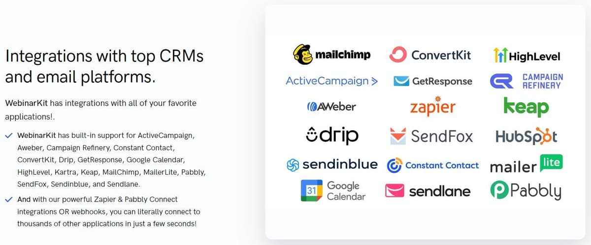WebinarKit Integrations
