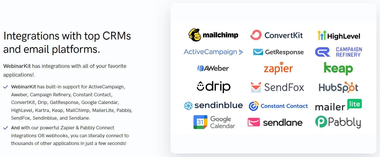 WebinarKit Integrations