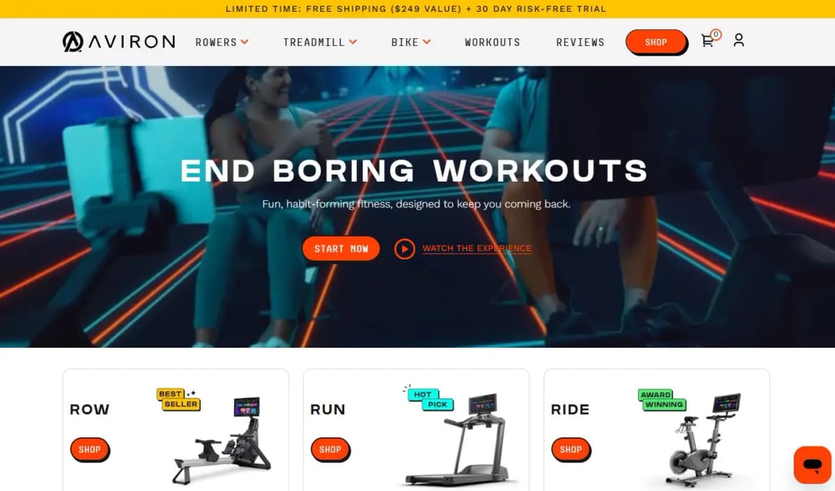 Aviron Active rowing machines with interactive workouts