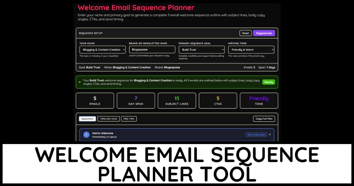 Welcome Email Sequence Planner