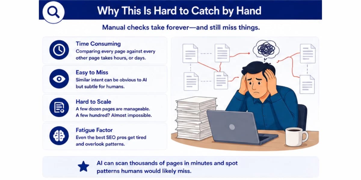 Why keyword cannibalization is hard to catch by hand