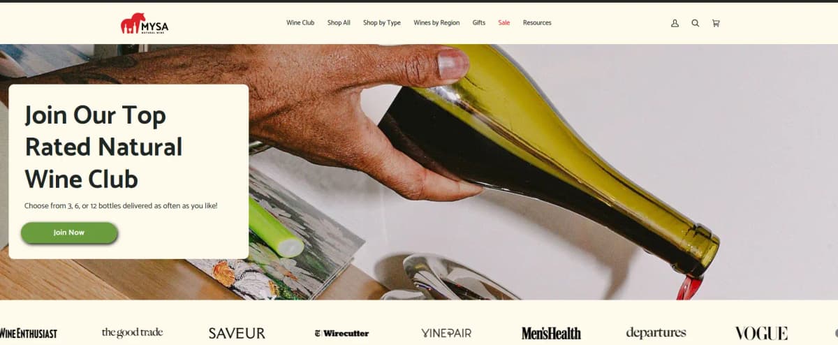MYSA Natural Wine curated sustainable wines