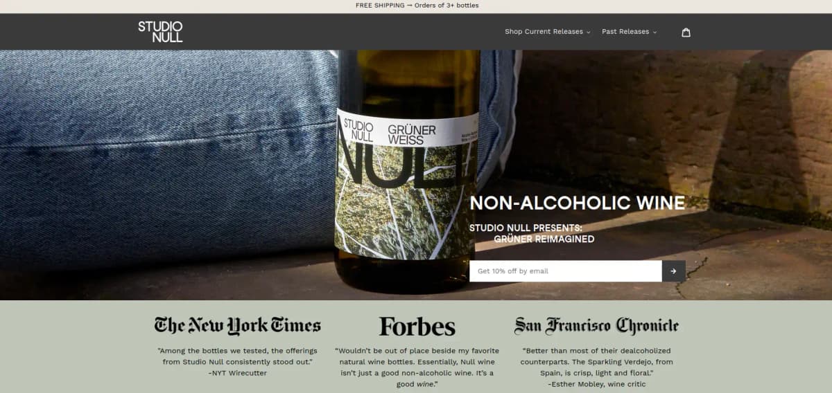 Studio Null non-alcoholic premium wines