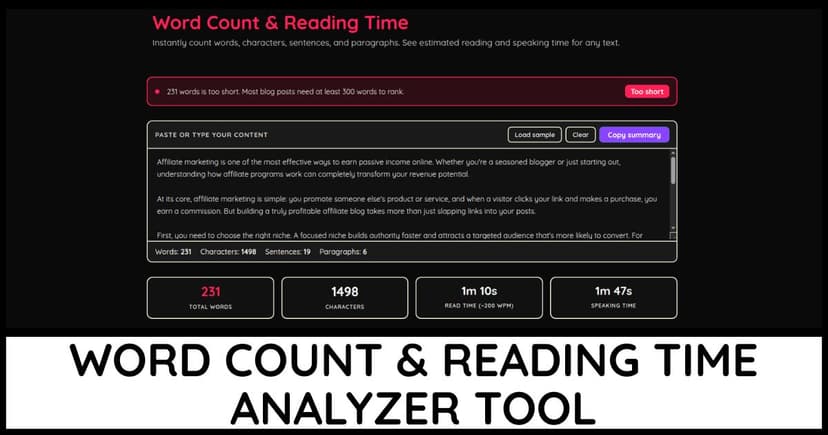 Word Count & Reading Time