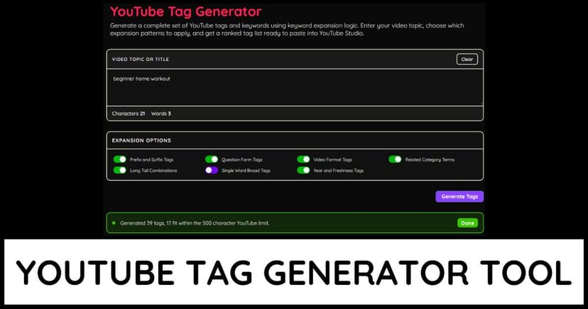 YouTube Tag Generator