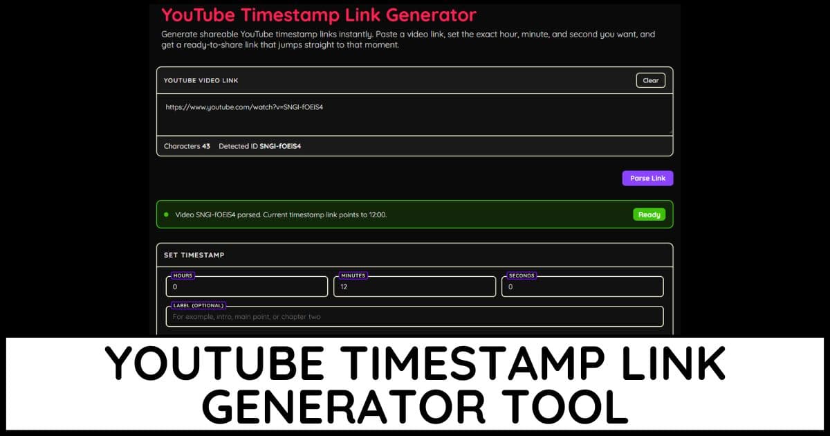 YouTube Timestamp Link Generator