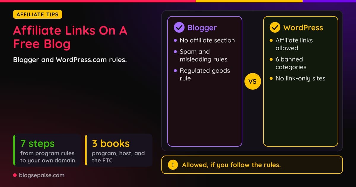 Can You Use Affiliate Links On A Free Blogger Or WordPress.com Blog?