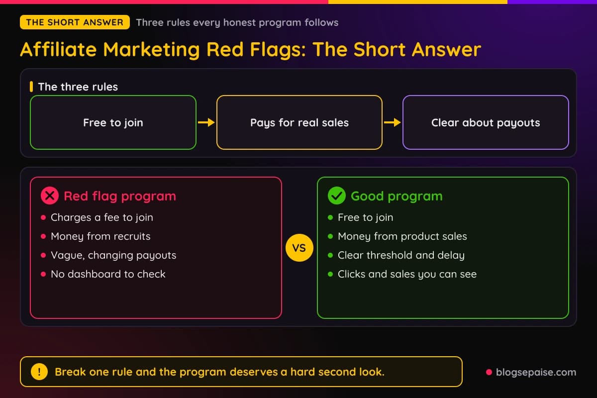 The three rules of a good affiliate program and the seven red flags that break them