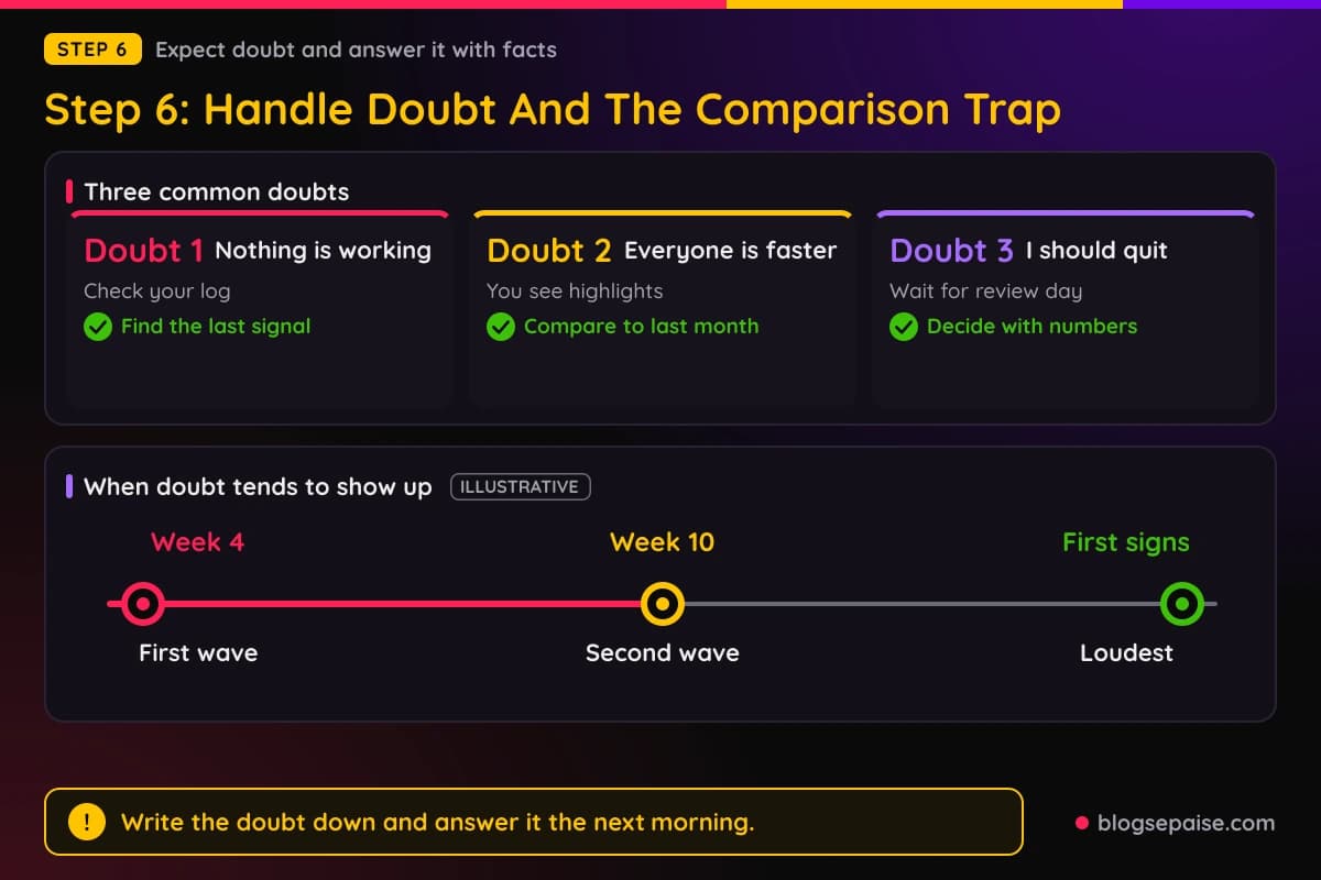 Three common doubts paired with a grounded reply for each