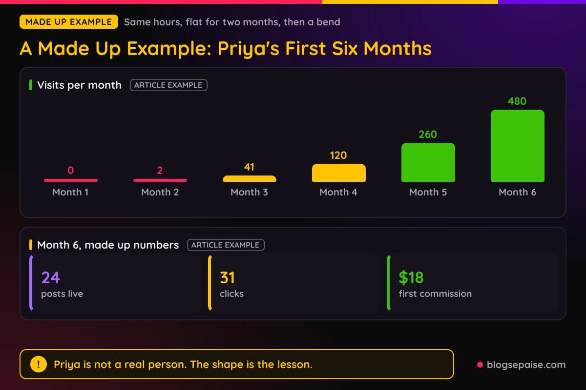 Made up six month example showing visits rising after months of near zero