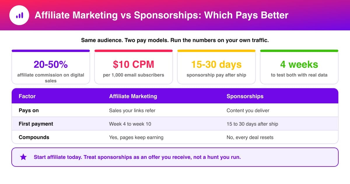 Affiliate marketing vs sponsorships comparison