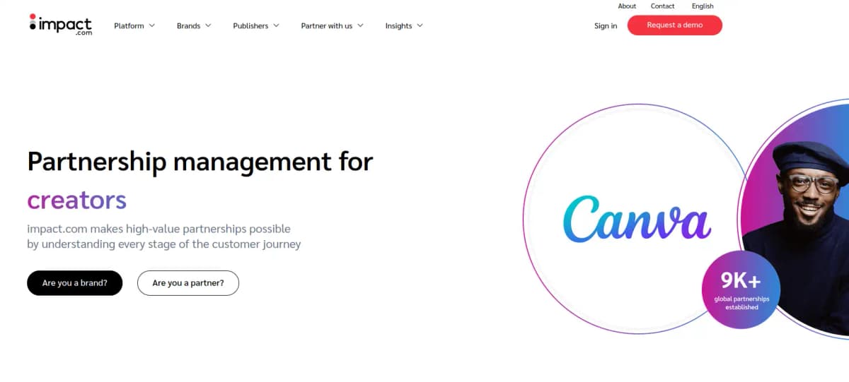 Impact partnership automation platform dashboard