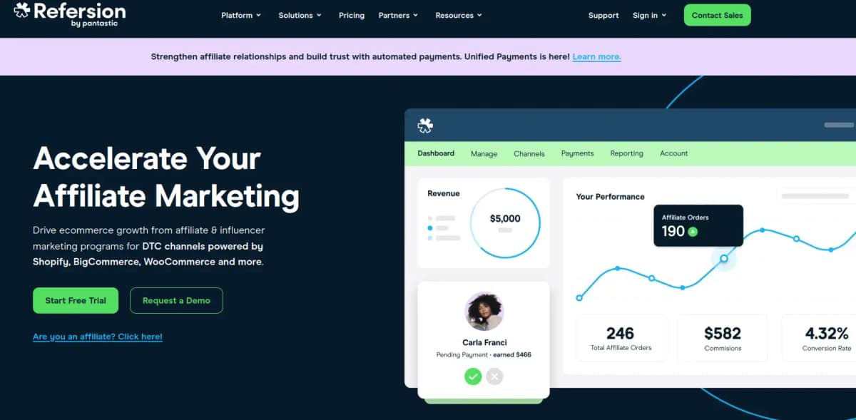 Refersion affiliate marketing platform for e-commerce