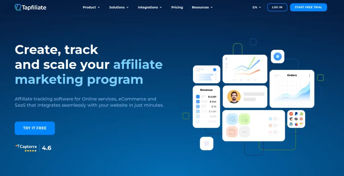 Tapfiliate affiliate marketing software interface