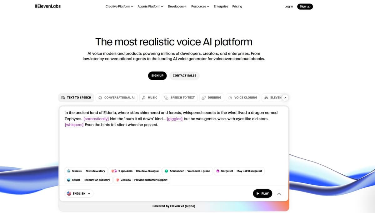 ElevenLabs - Advanced AI voice generation platform for audiobooks, podcasts, and voiceovers