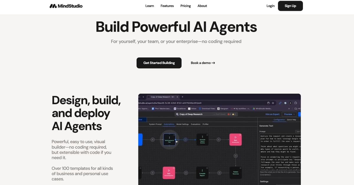MindStudio - No-code AI agent creation platform for businesses and enterprises