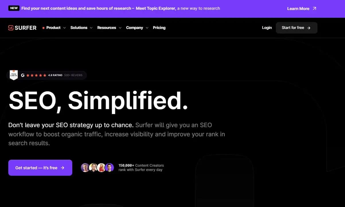 Surfer SEO content optimization tool