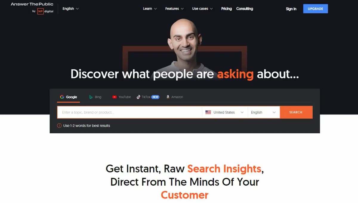 AnswerThePublic keyword research tool