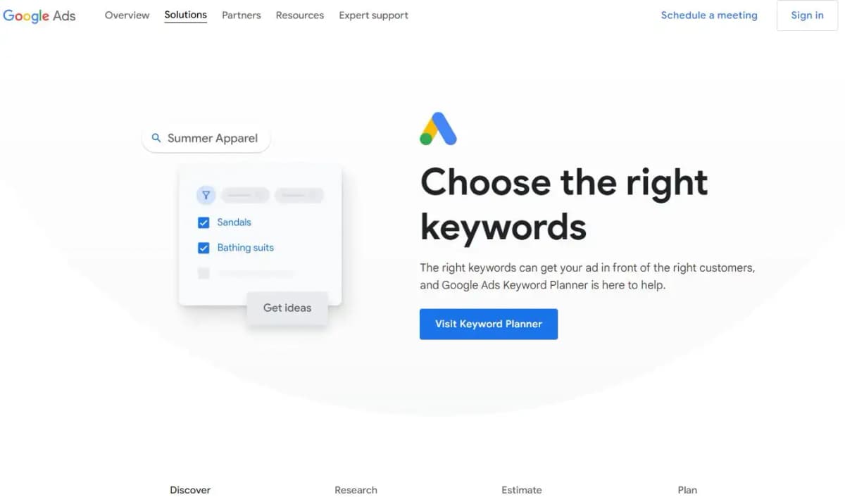 Google Keyword Planner tool