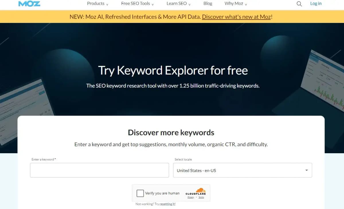 Moz Keyword Explorer tool