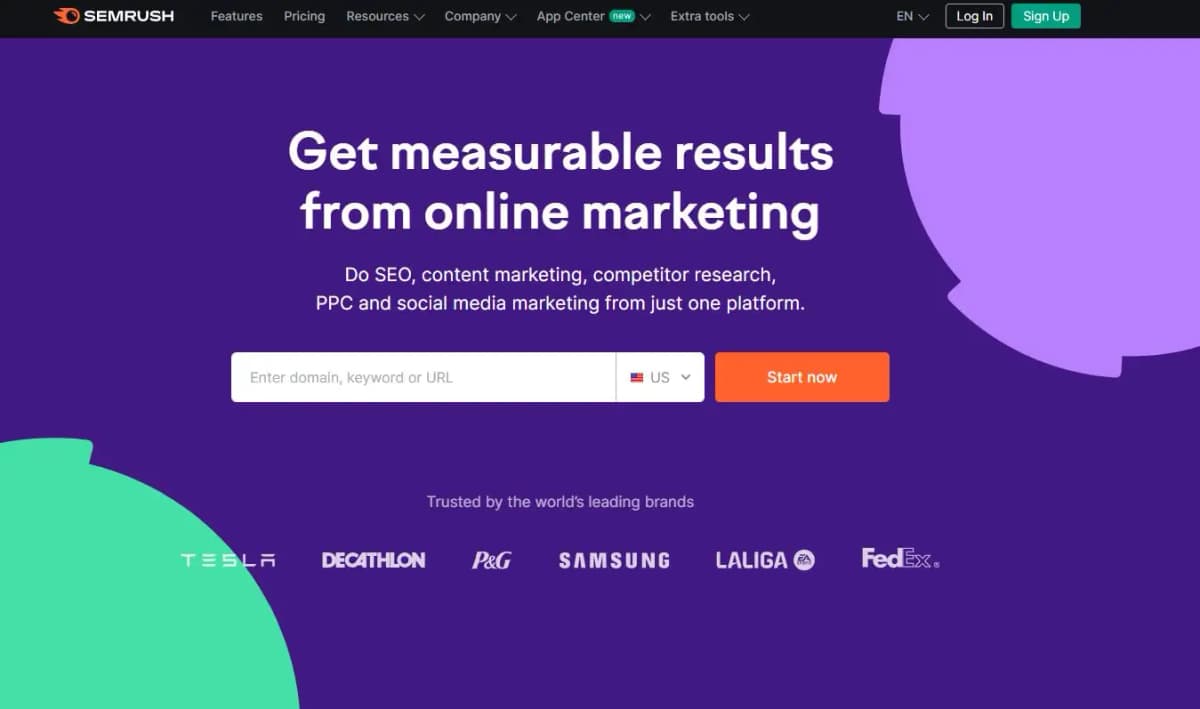 Semrush keyword research tool