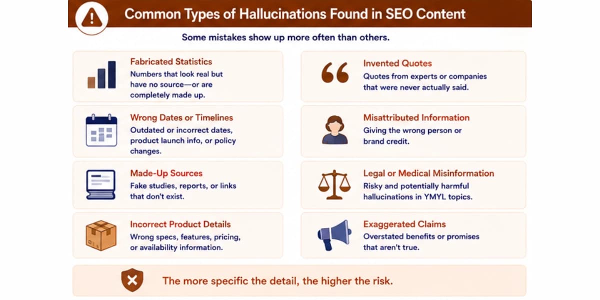 Common types of AI hallucinations in SEO content