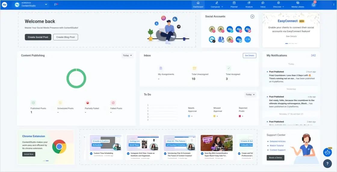 ContentStudio Dashboard
