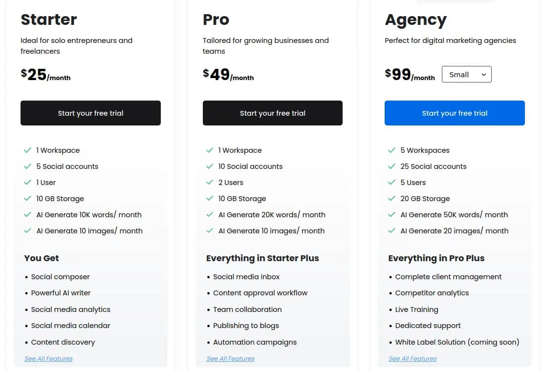 ContentStudio Pricing Plans