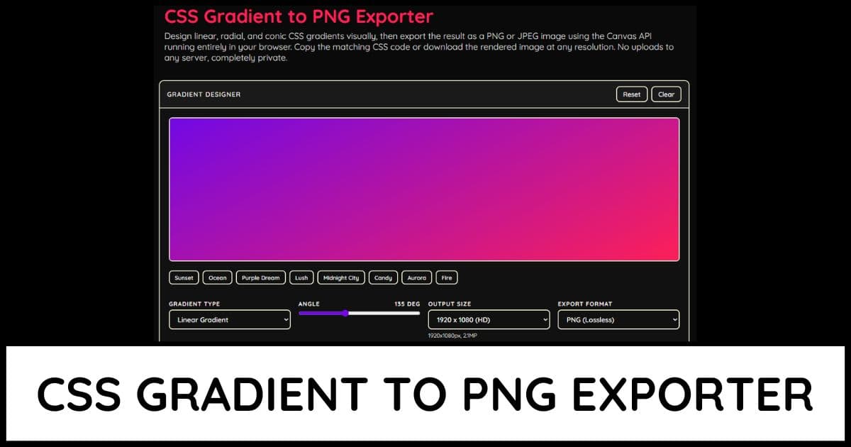 CSS Gradient To PNG Exporter