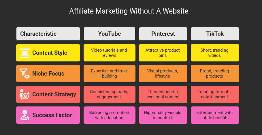 Social media affiliate marketing without website