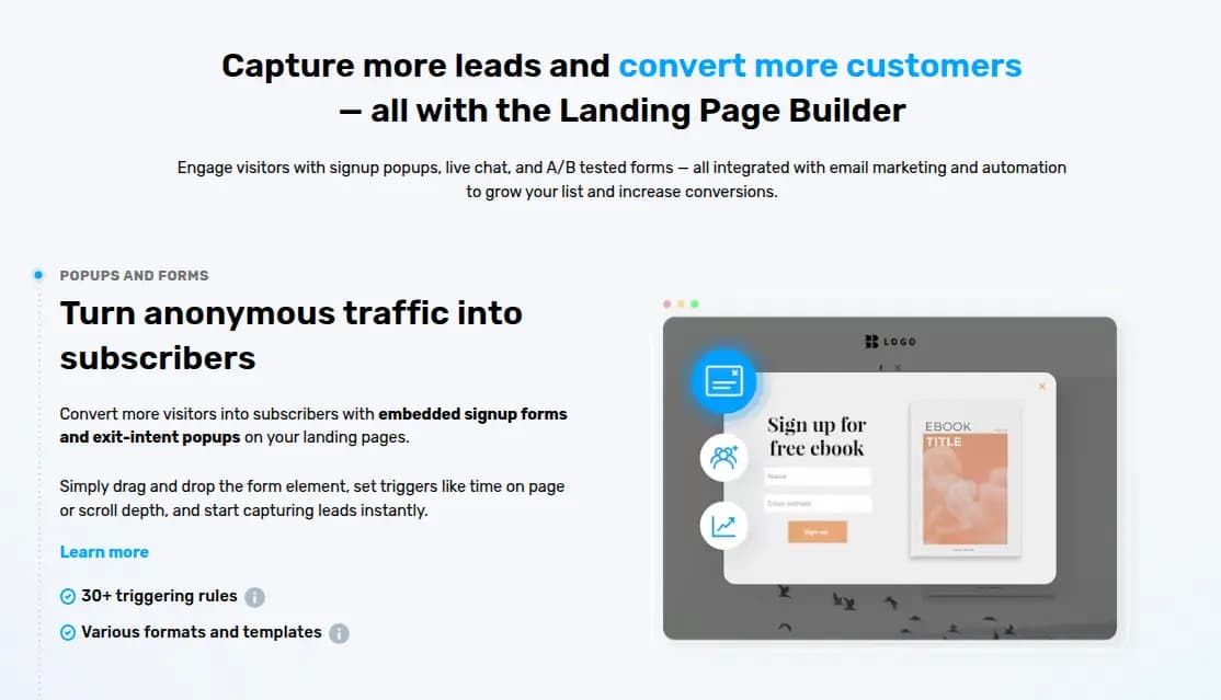 getresponse review features landing pages