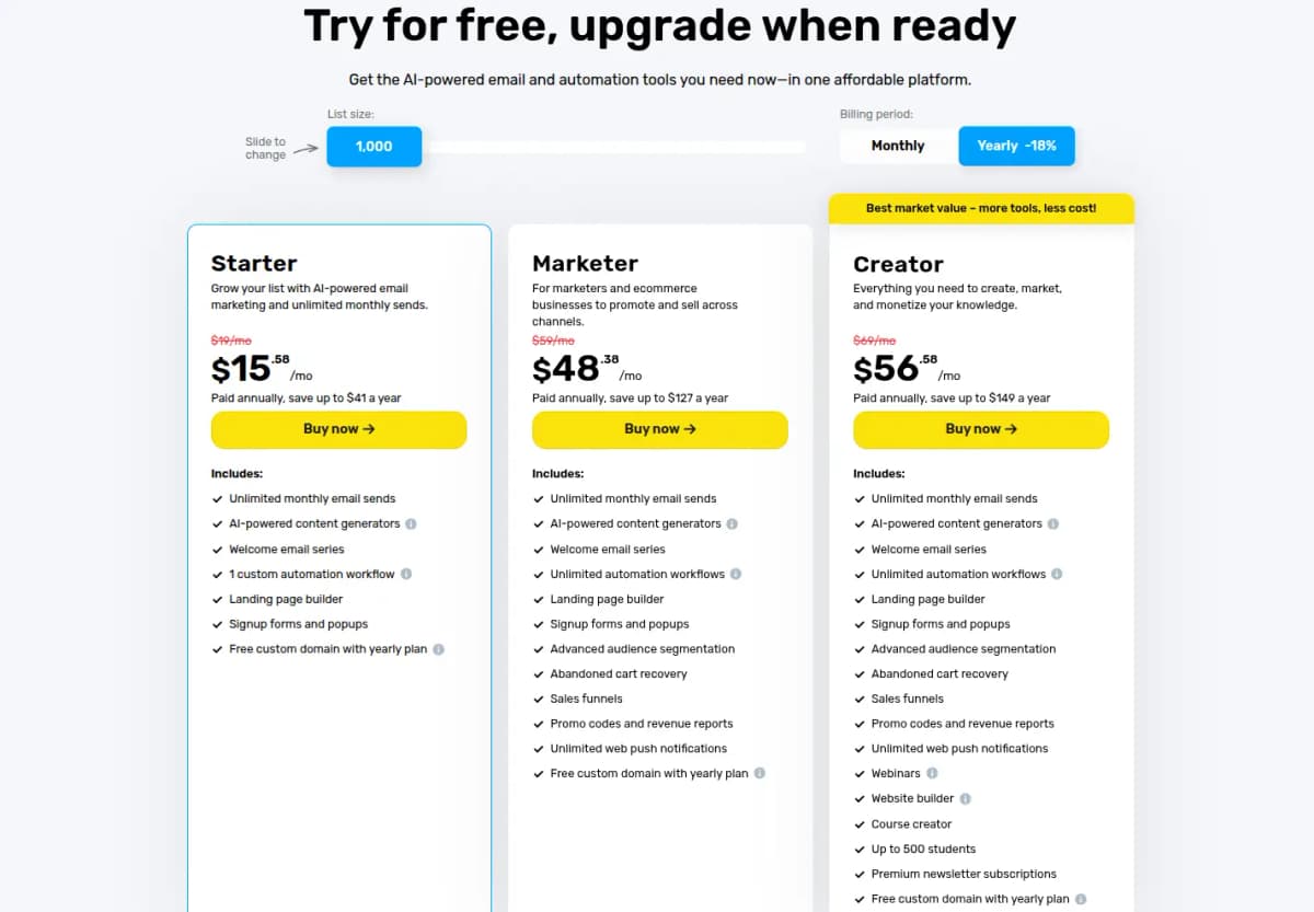 getresponse review pricing plans