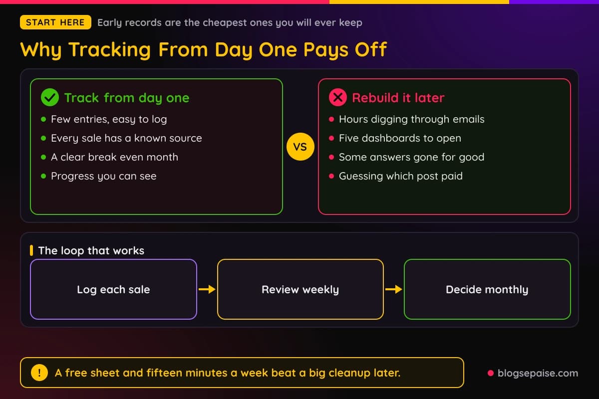 Comparison of tracking from day one versus rebuilding records later