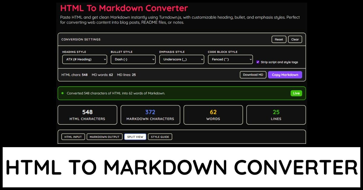 HTML To Markdown Converter