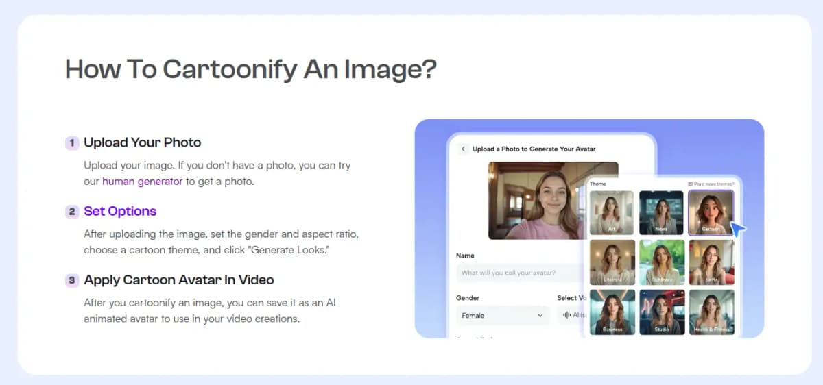 JoggAI AI Cartoon Generator showing animated character creation