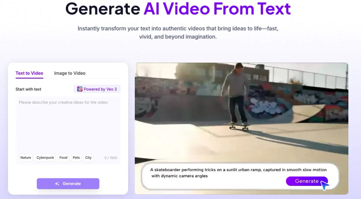 JoggAI Text to Video feature showing scene creation from text