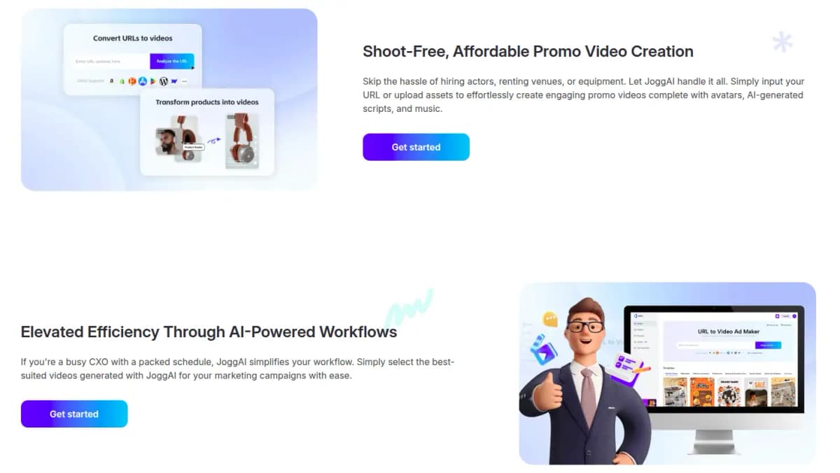 JoggAI use case for startup businesses creating promotional videos