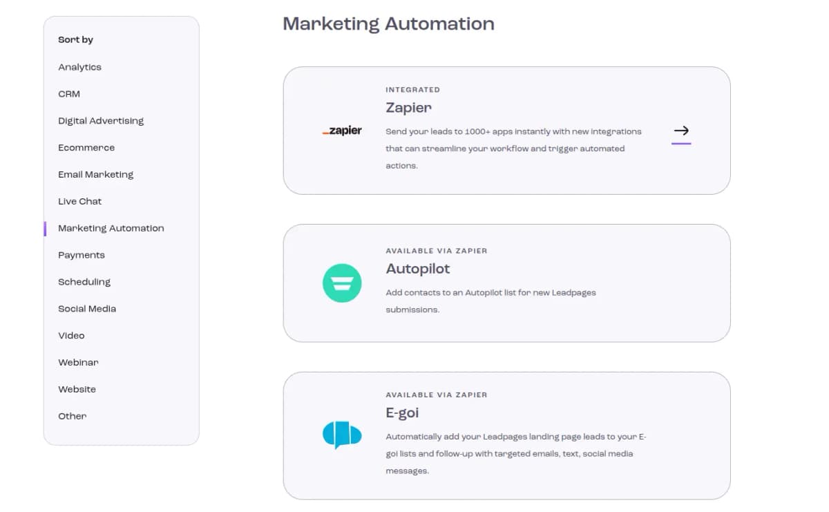 leadpages review features marketing automation