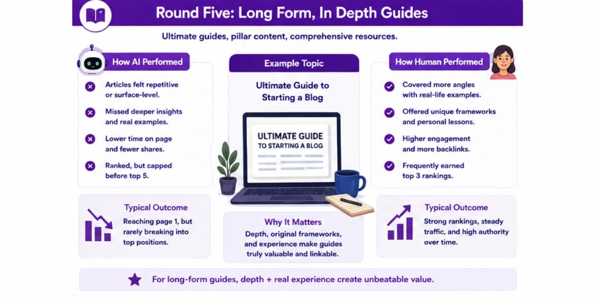 Long form content AI vs human comparison