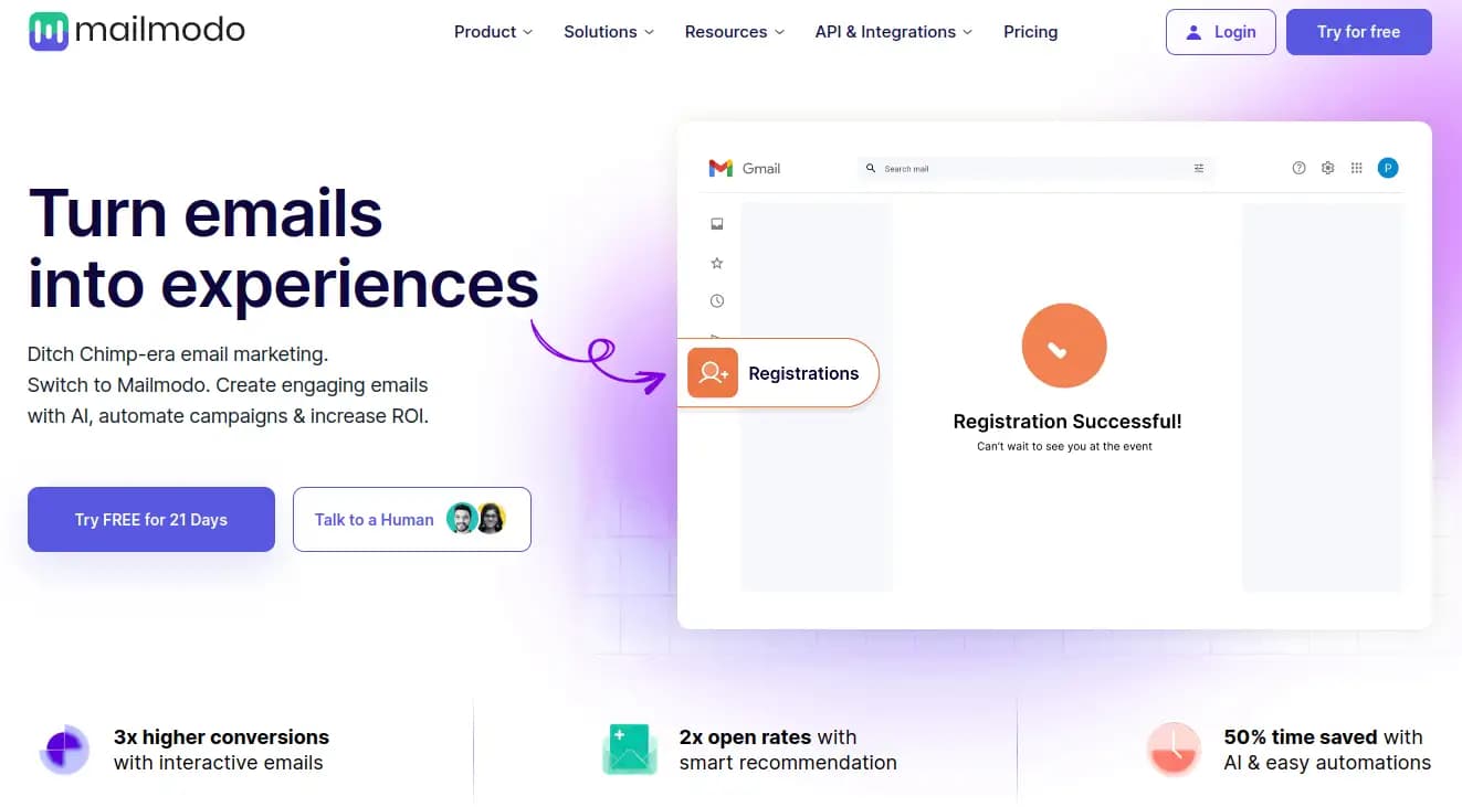 Mailmodo Homepage Dashboard