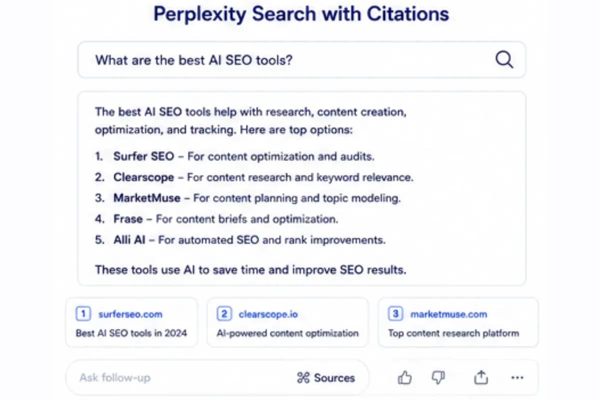 Perplexity search with citations