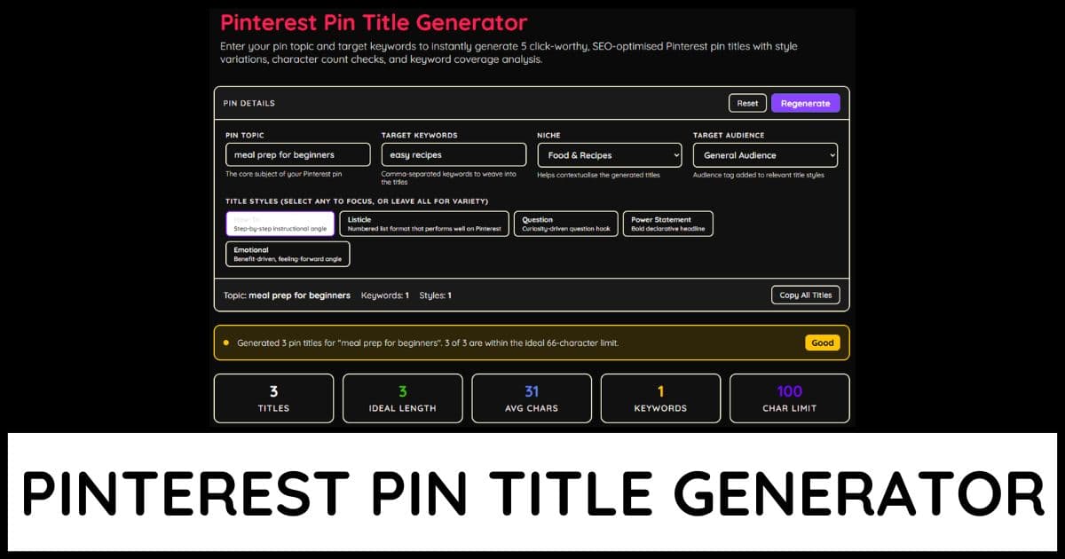 Pinterest Pin Title Generator