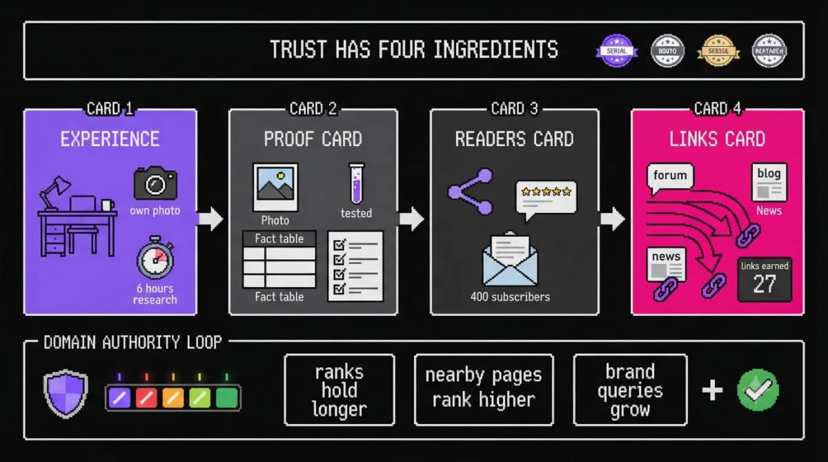 Hand written content earning links and trust over time