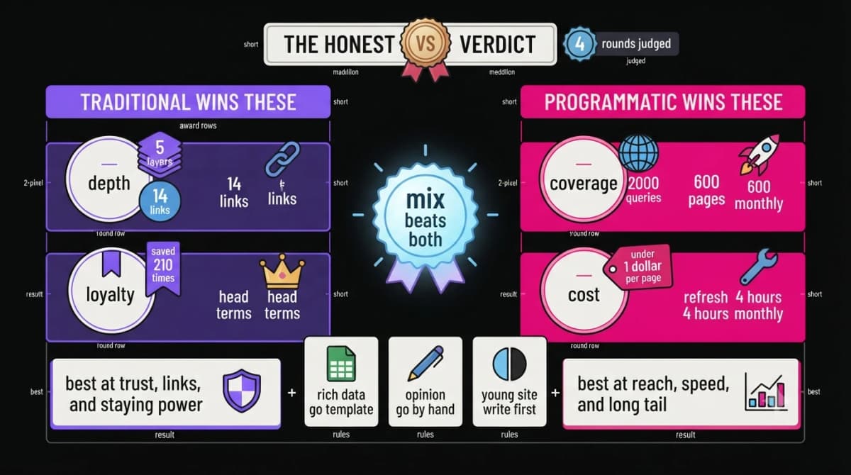 A balanced mix of traditional content and programmatic SEO